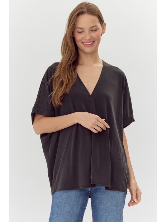 Boxy top with V-neck