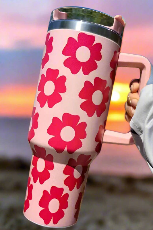 40oz Pink Flower Tumbler
