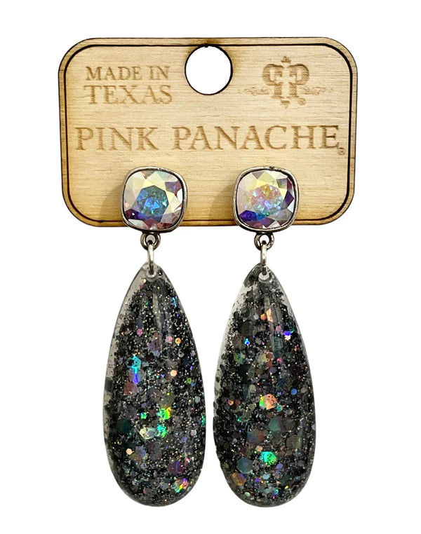 BLACK GLITTER TEARDROP EARRING