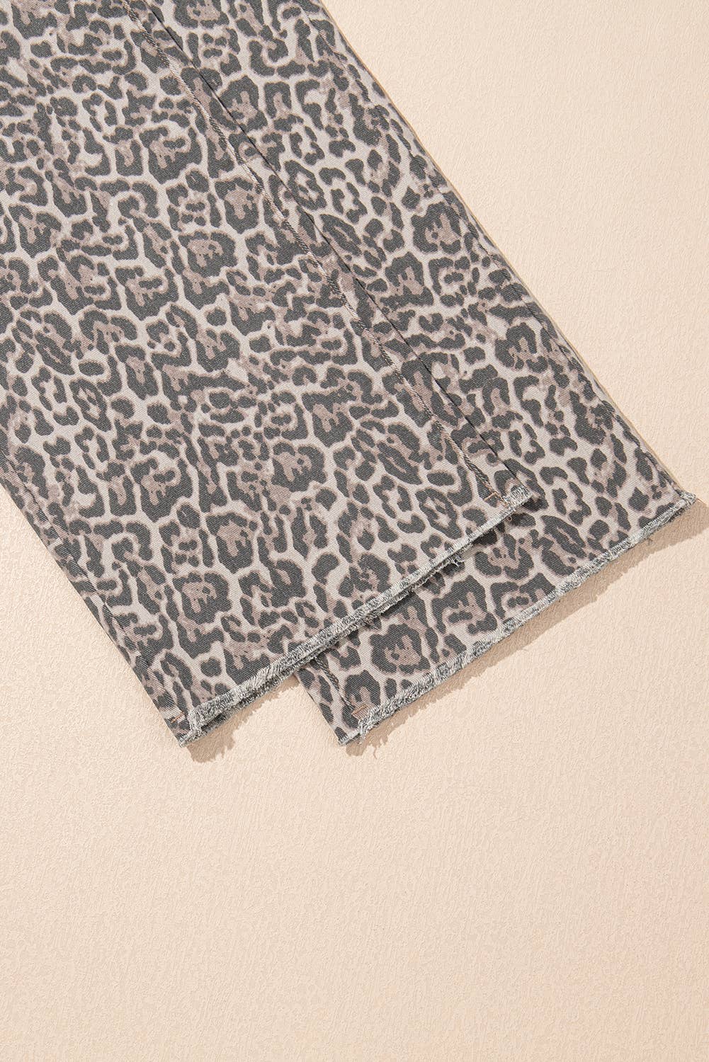 Leopard Frayed Edge Wide Leg High Waist Jeans