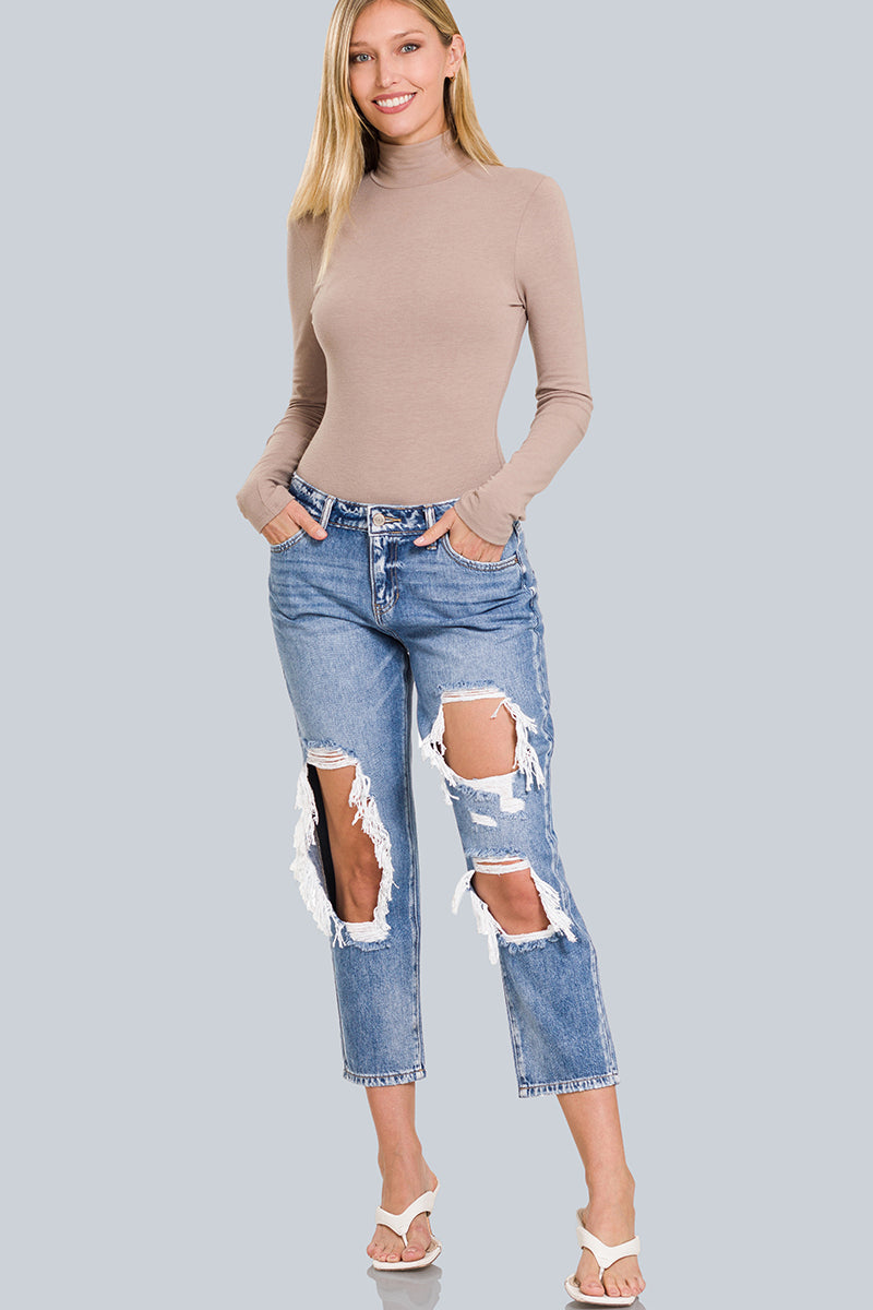 Zenana High Rise Distressed Boyfriend Jean