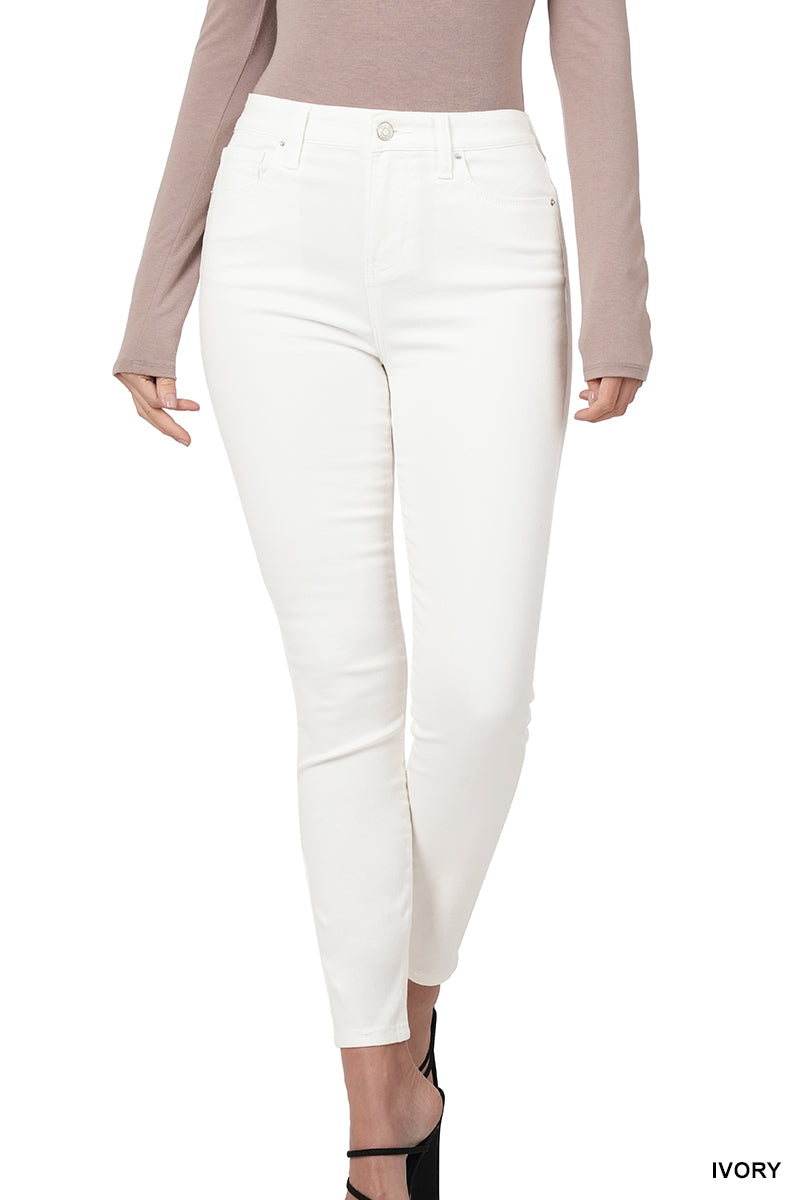 ZENANA HIGH-RISE SKINNY COLOR DENIM PANTS
