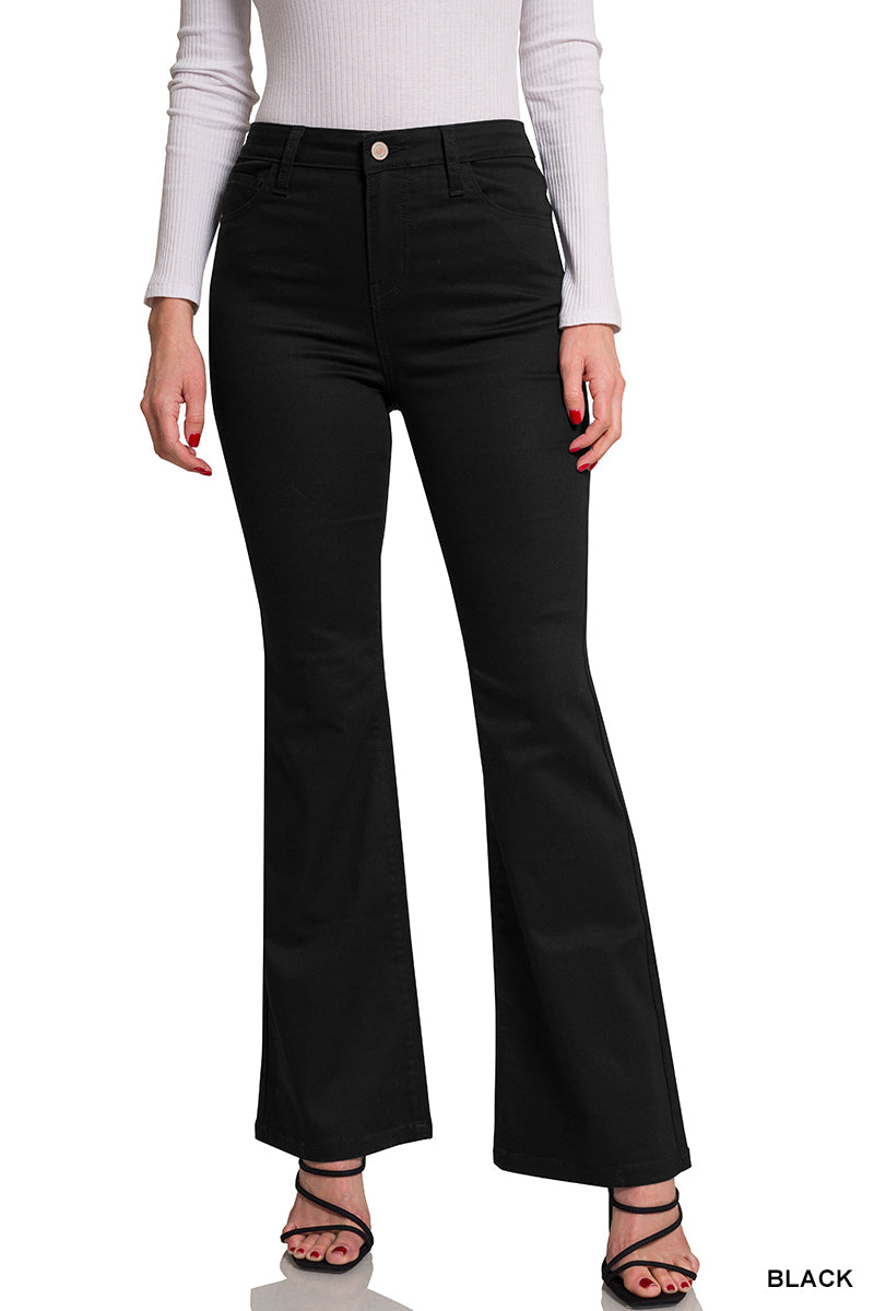 ZENANA HIGH-RISE BOOTCUT COLOR DENIM PANTS