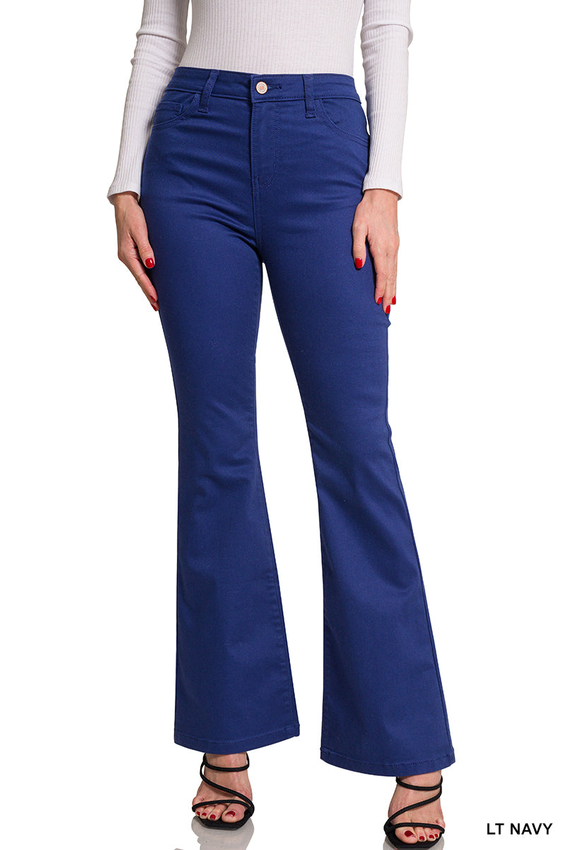 ZENANA HIGH-RISE BOOTCUT COLOR DENIM PANTS