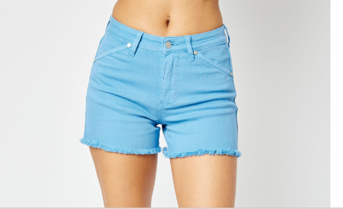 Sky Blue Judy Blue Fray Hem Shorts