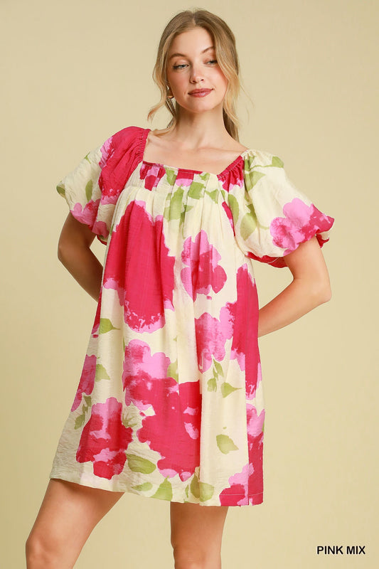 Floral Watercolor Print Dress