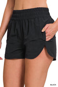 ZENANA WINBREAKER SMOCKED WAISTBAND RUNNING SHORTS