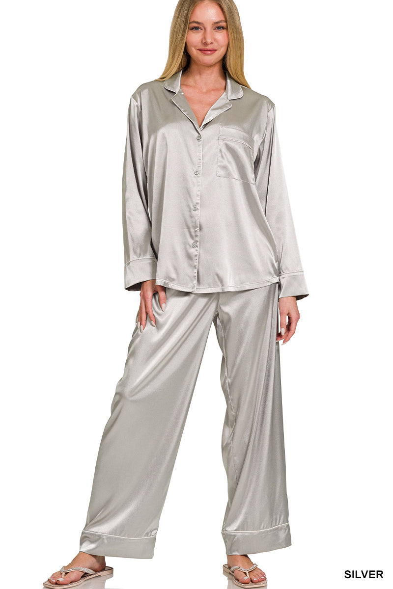 Satin long sleeve pajama set