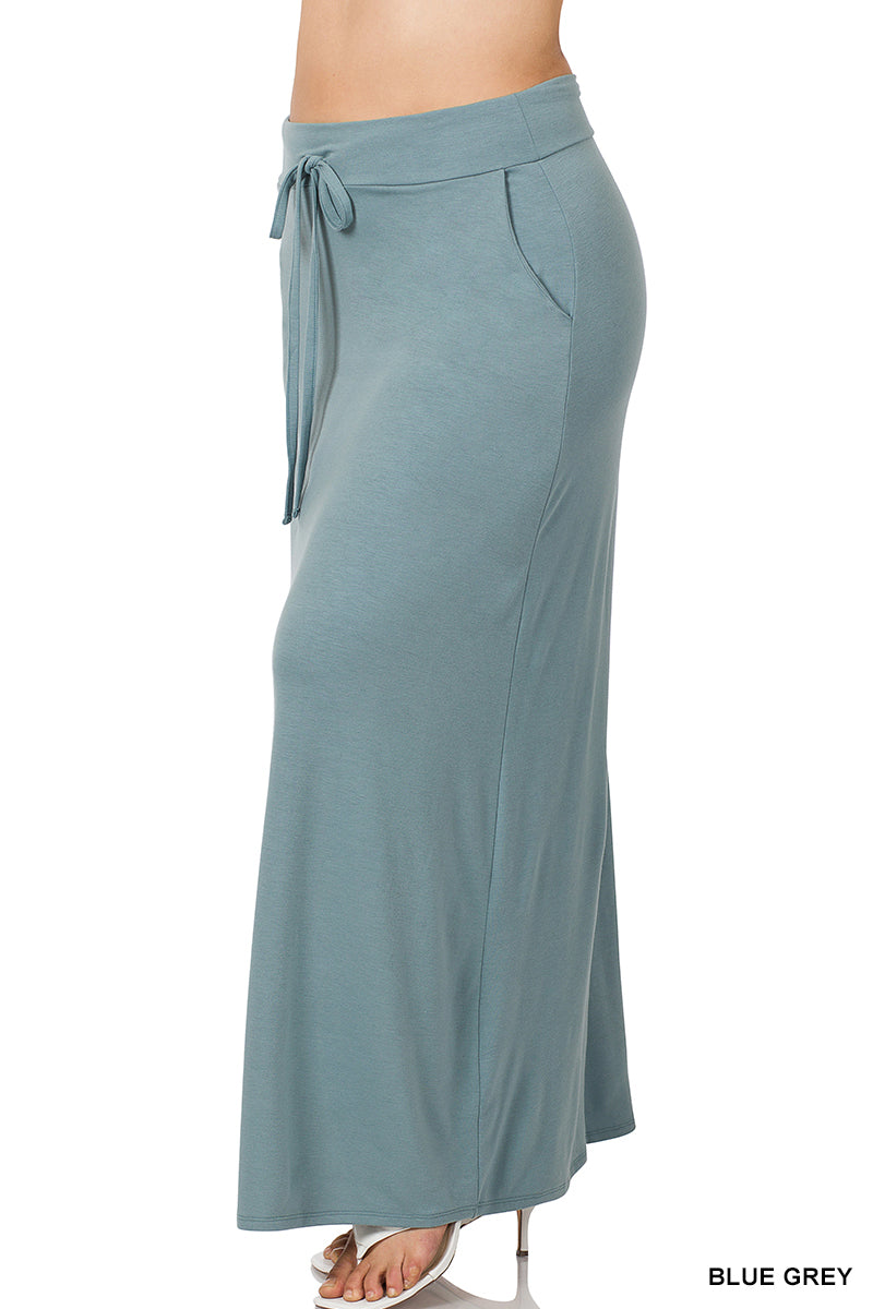 ZENANA PLUS MAXI SKIRT DRAWSTRING & POCKETS