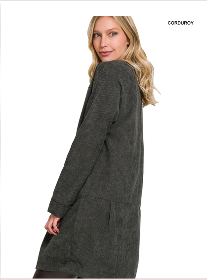 ZENANA CORDUROY RELAXED MINI DRESS