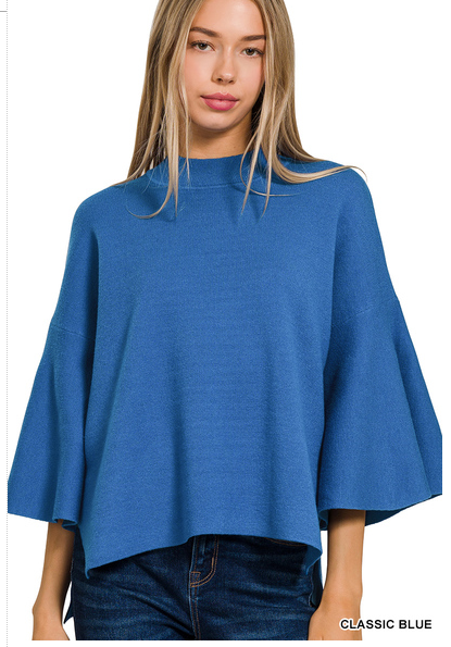 Zenana Premium Womens Blue Knit Sweater Size Large - beyond exchange