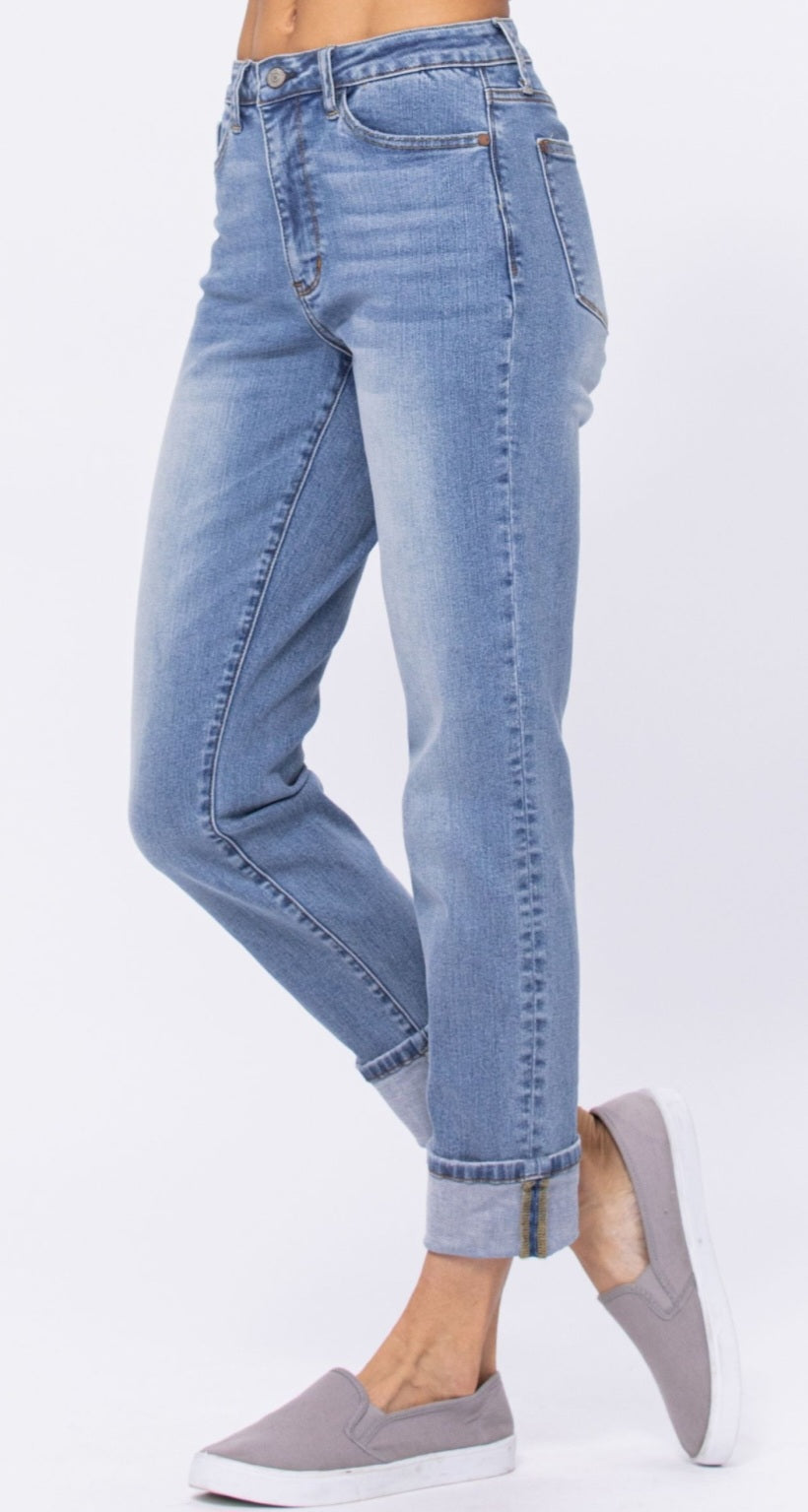 High Waist Vintage Washed Boyfriend Jeans - Judy Blues