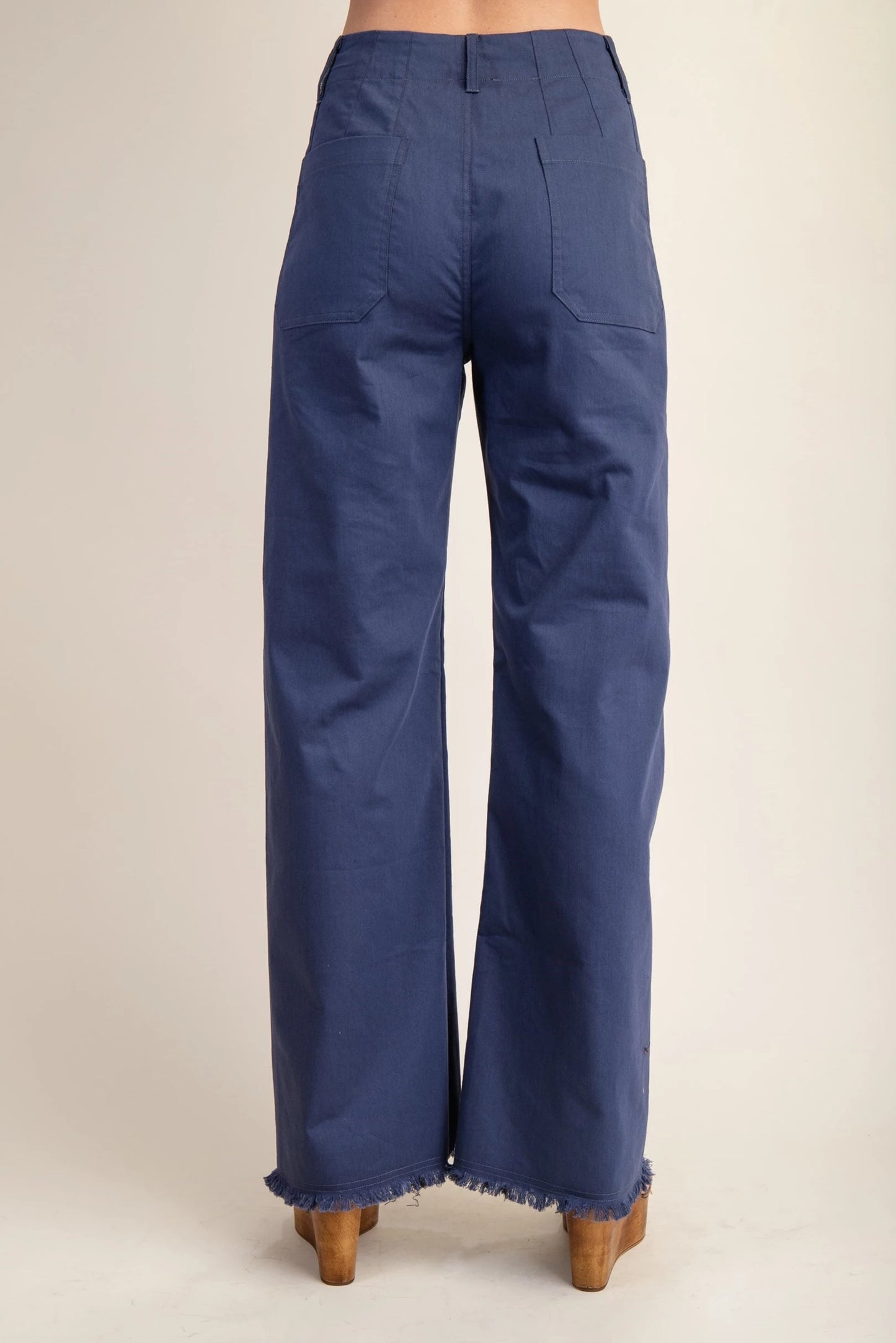 High Waisted Flared Pants with Frayed Hem