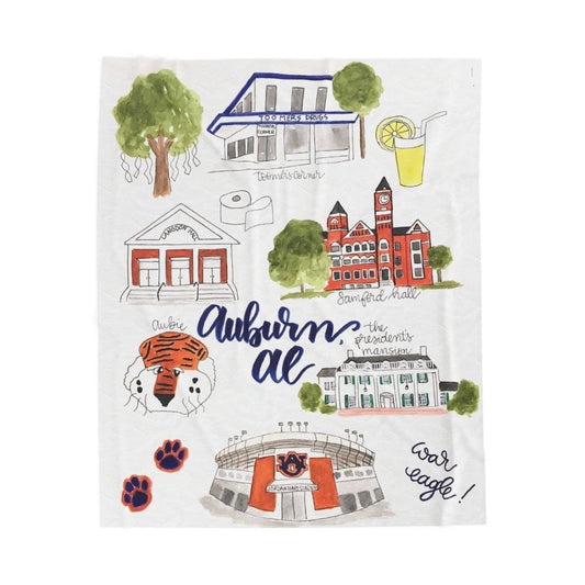 Auburn Collegiate Bow Velveteen Blanket