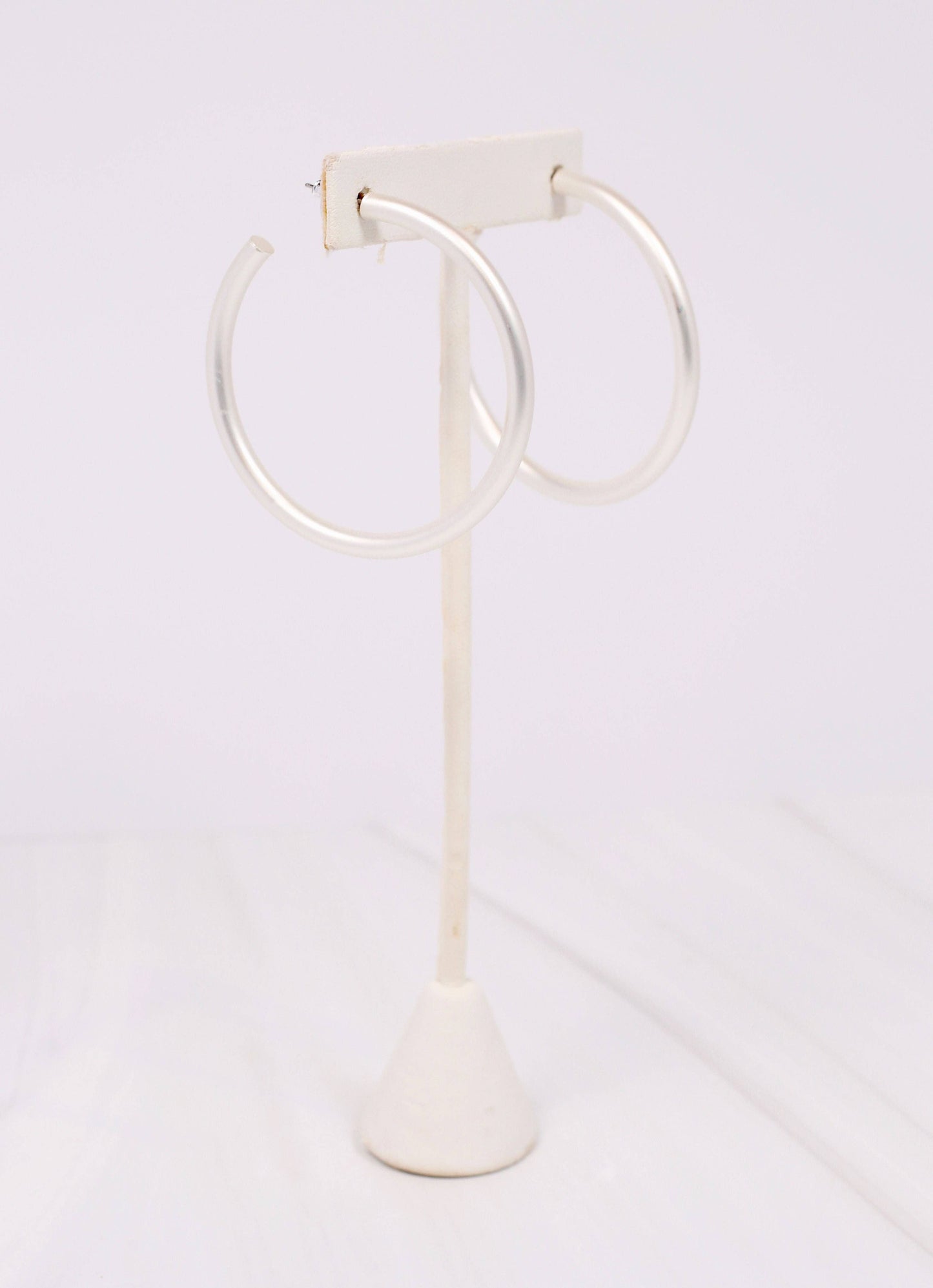 Arden Satin Hoop Earring MATTE SILVER