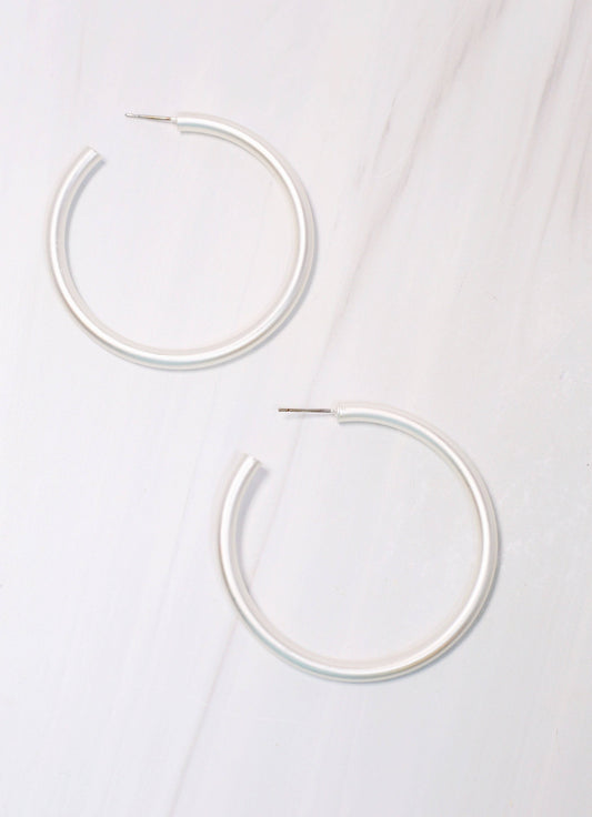 Arden Satin Hoop Earring MATTE SILVER