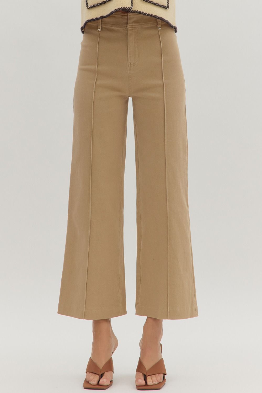 High Rise Wide Leg Camel Pants