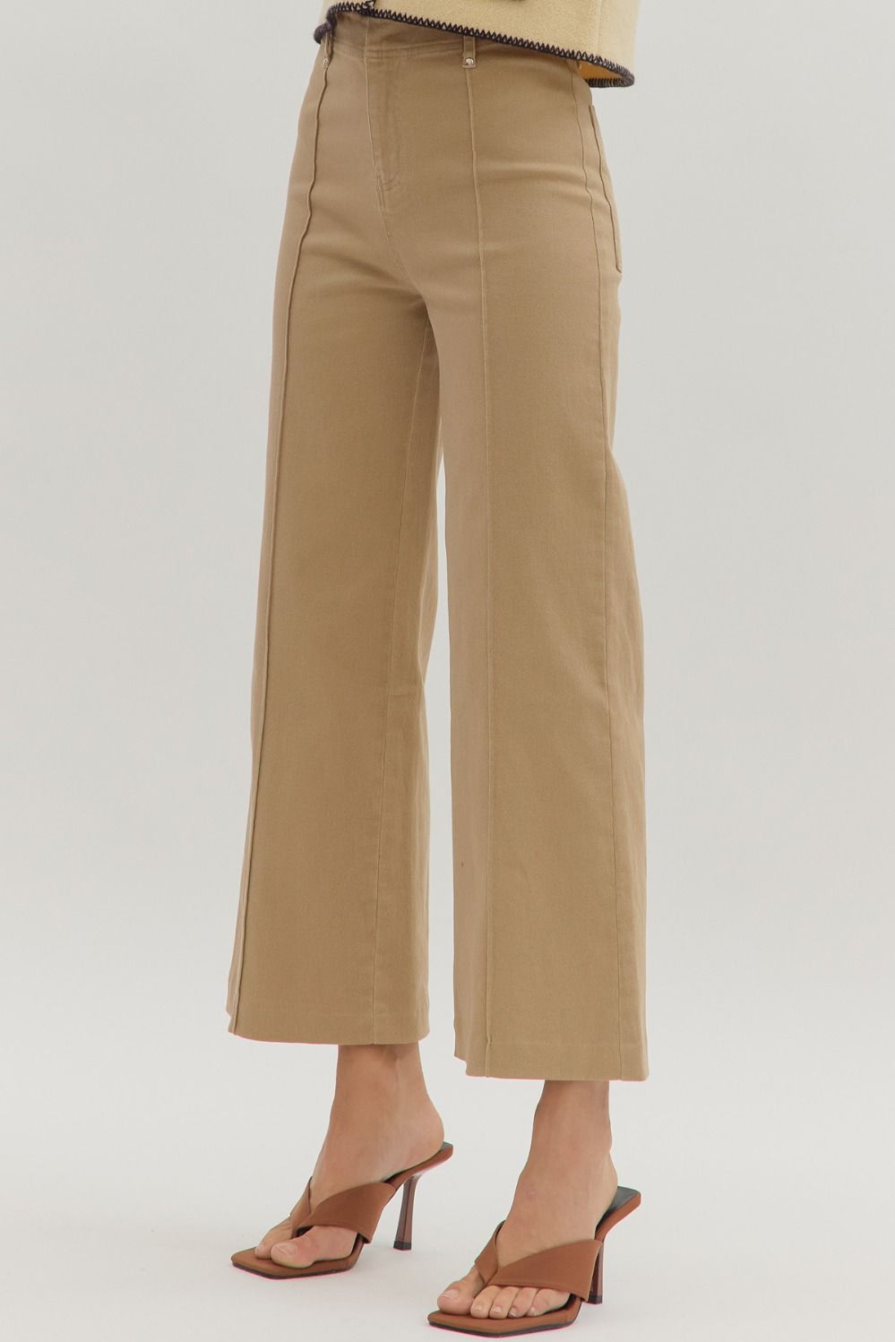 High Rise Wide Leg Camel Pants