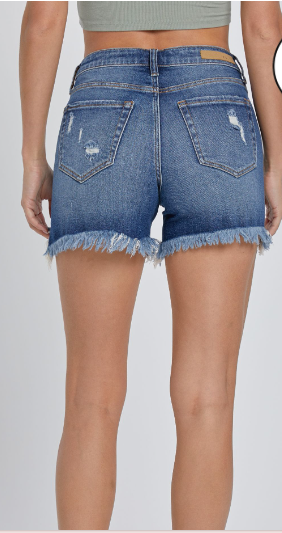 BF Shorts with Uneven Fray Hem-Cello