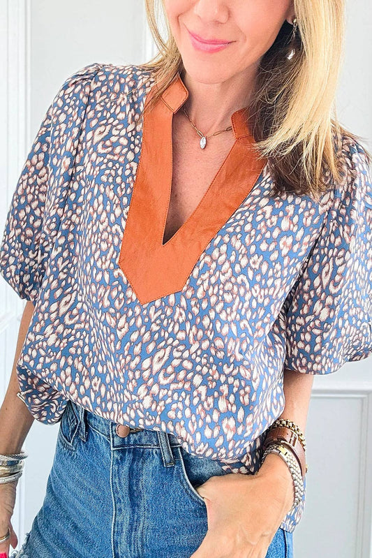 Ashleigh Blue Leopard Print Short Sleeve Shirt