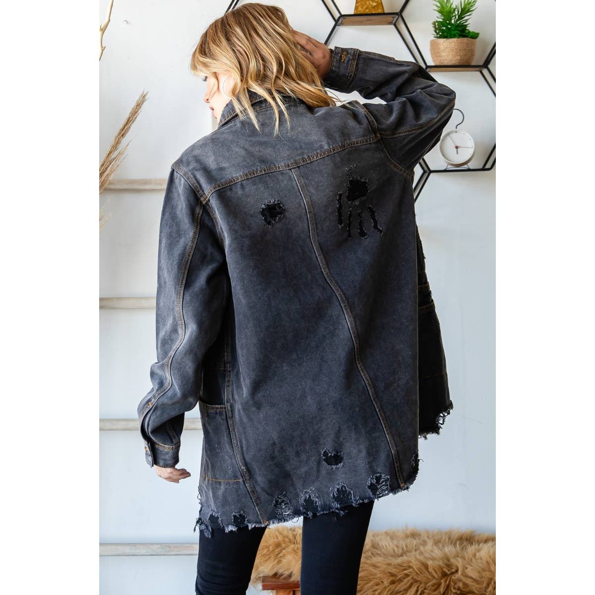 Medium Washed Denim Western Shirts Jacket