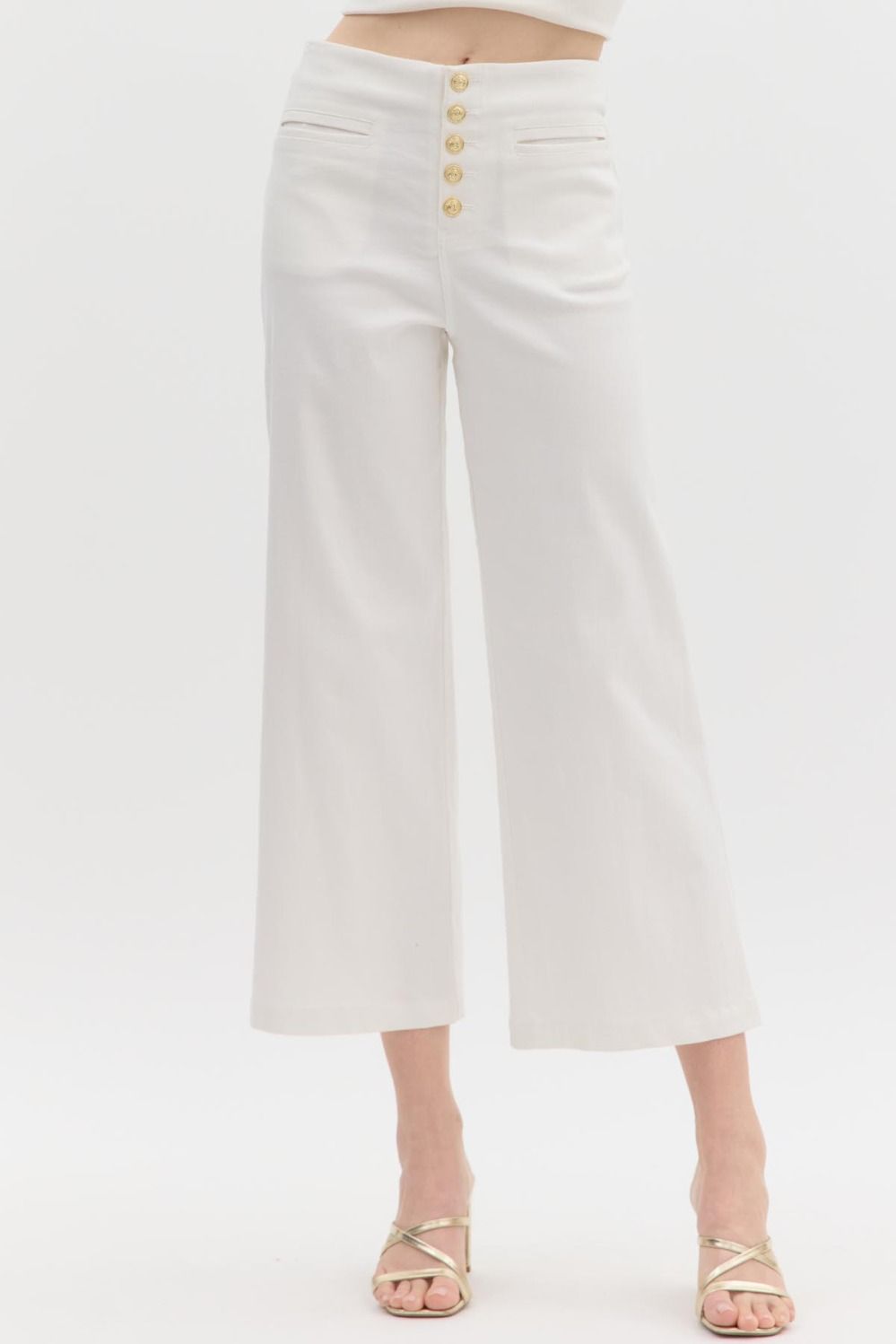 Denim White mid rise culotte pants