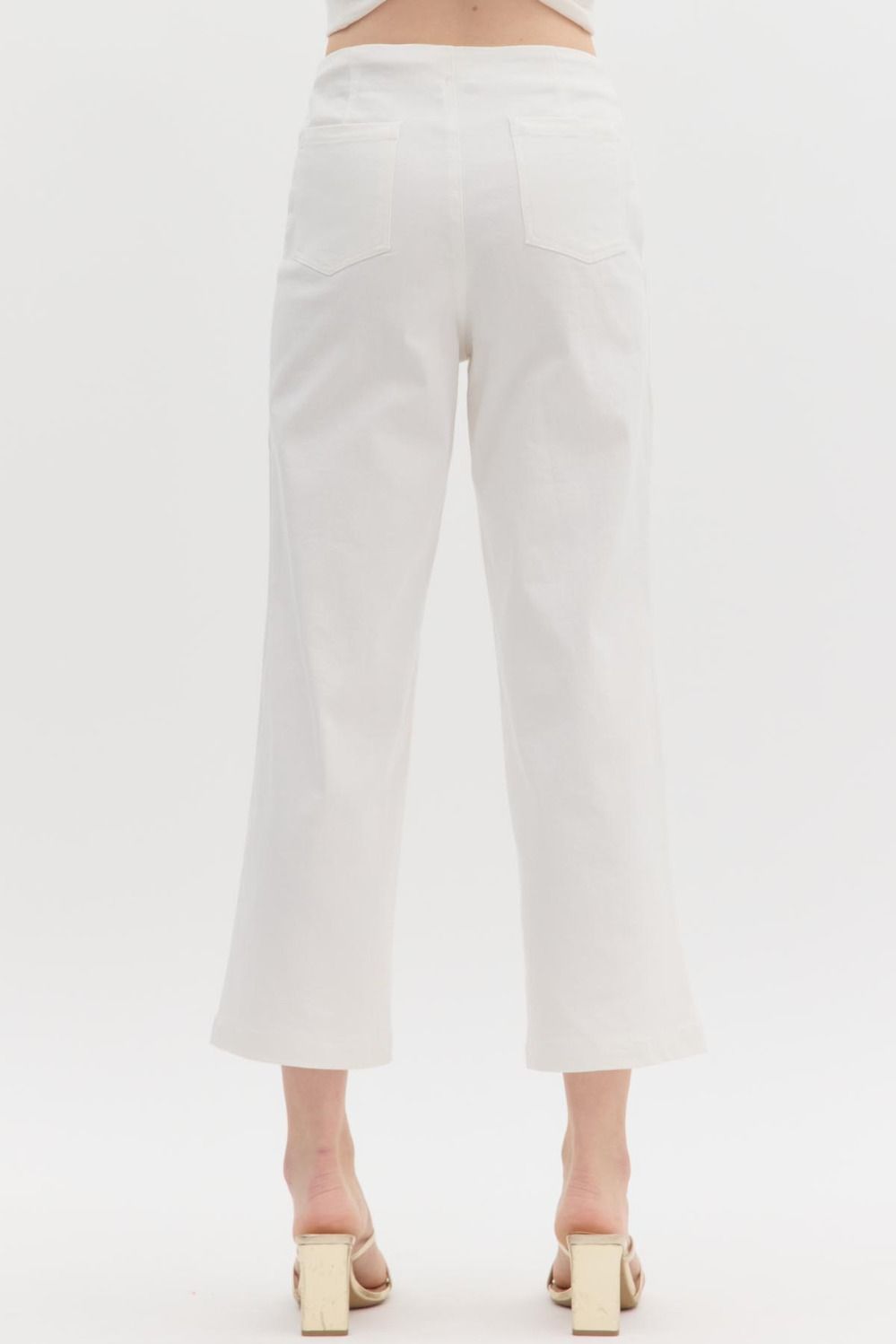 Denim White mid rise culotte pants