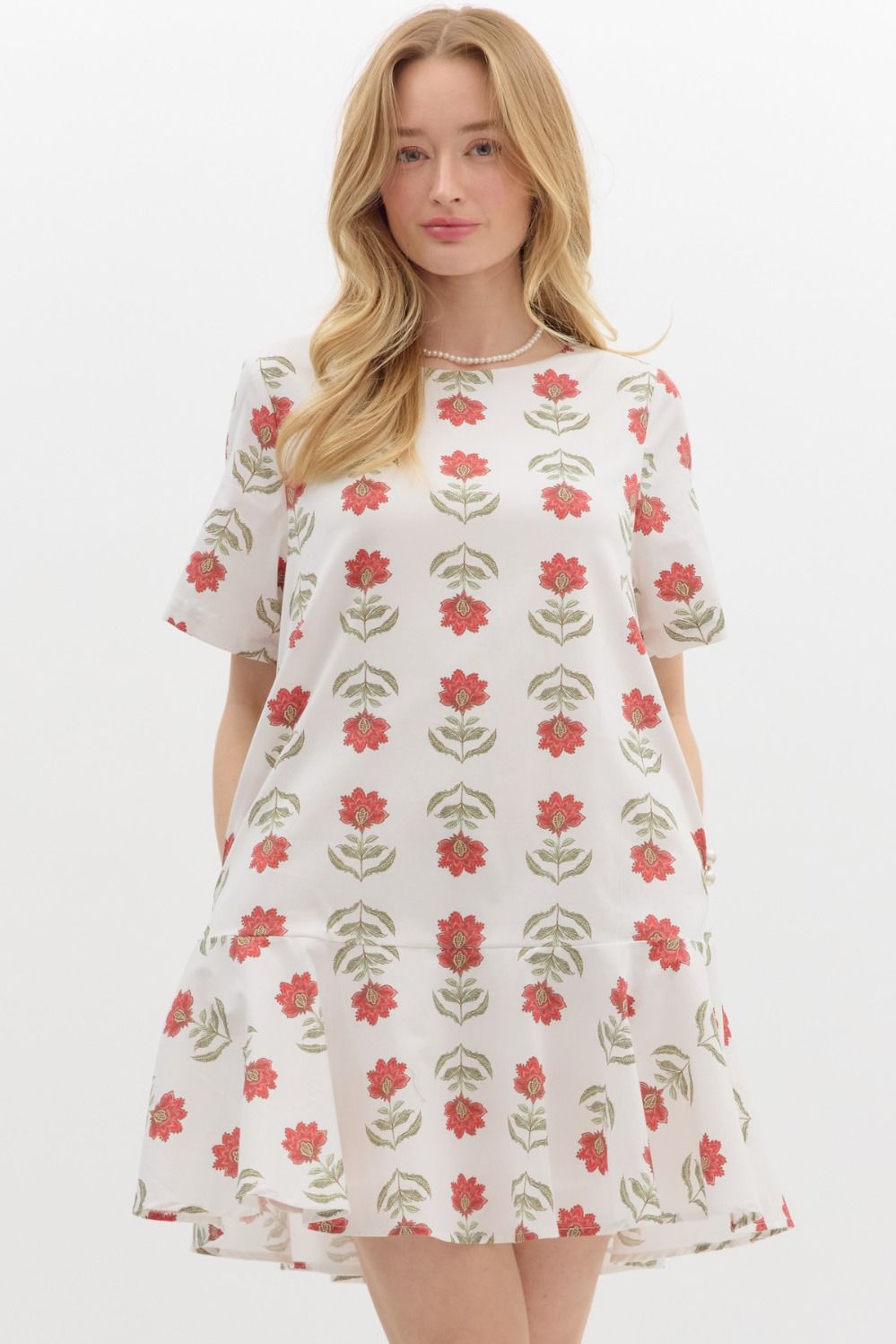 Red Floral Mini Dress