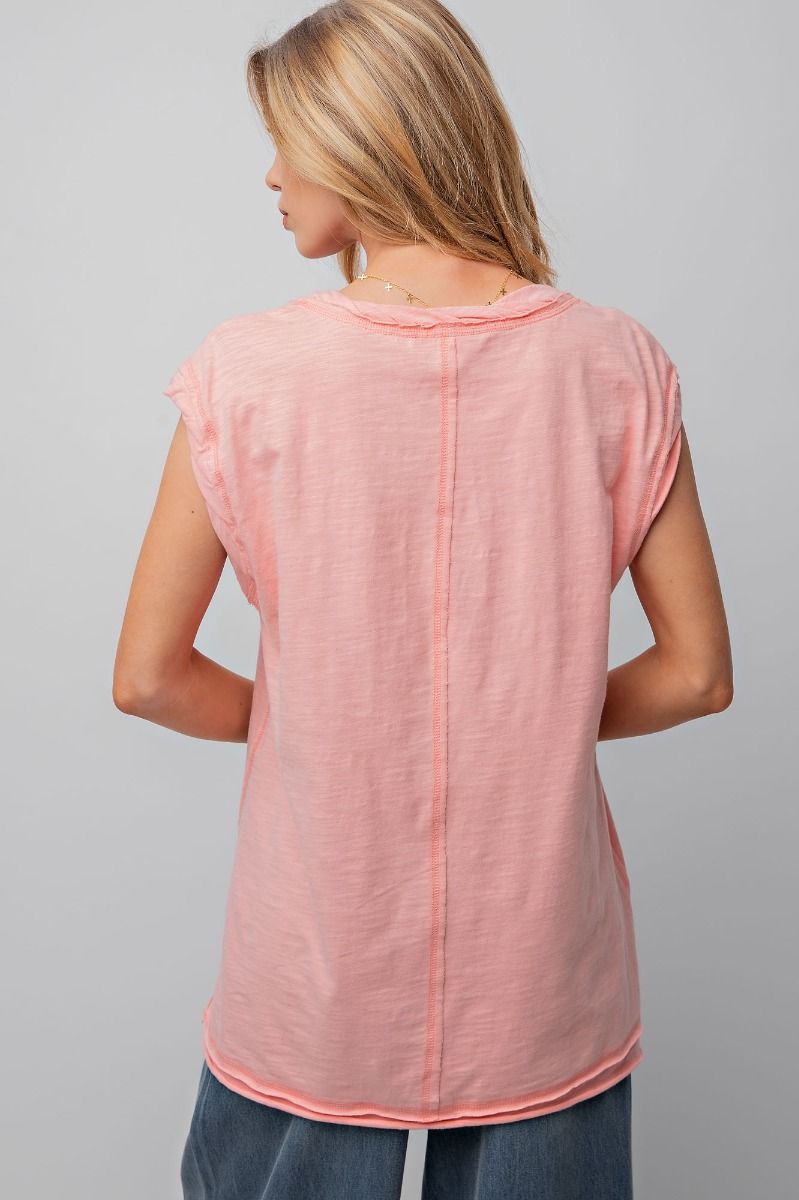 EASEL COTTON SLUB BOXY TOP SLEEVELESS