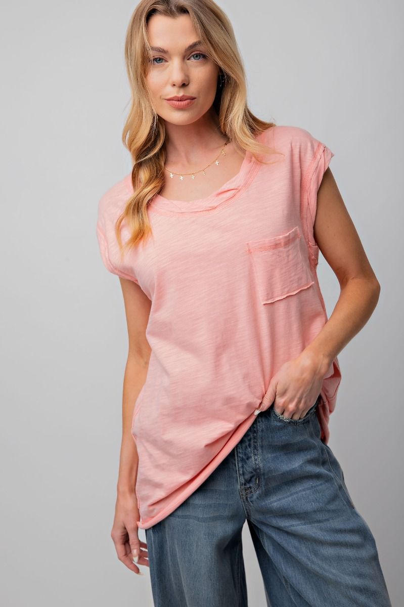 EASEL COTTON SLUB BOXY TOP SLEEVELESS