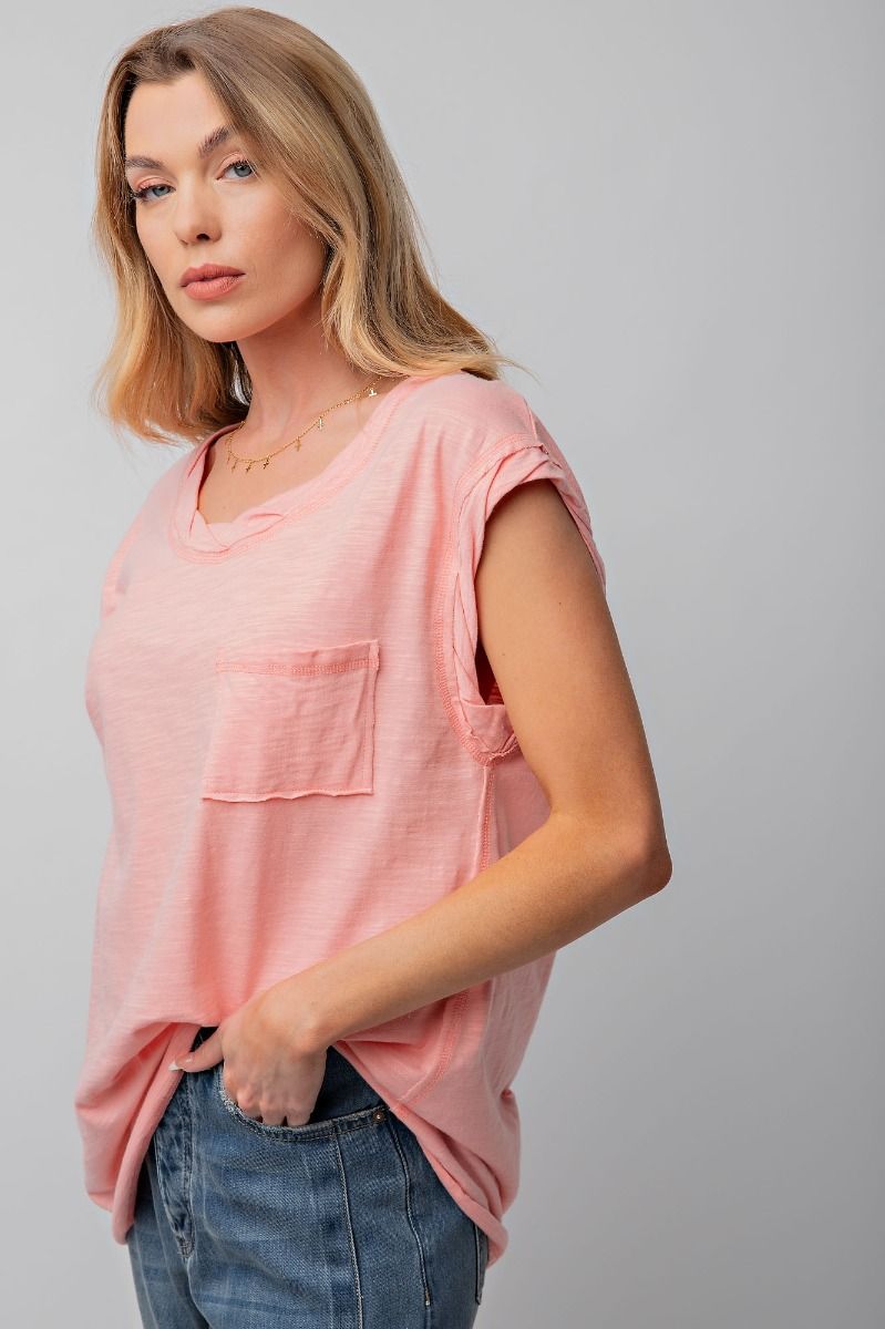 EASEL COTTON SLUB BOXY TOP SLEEVELESS