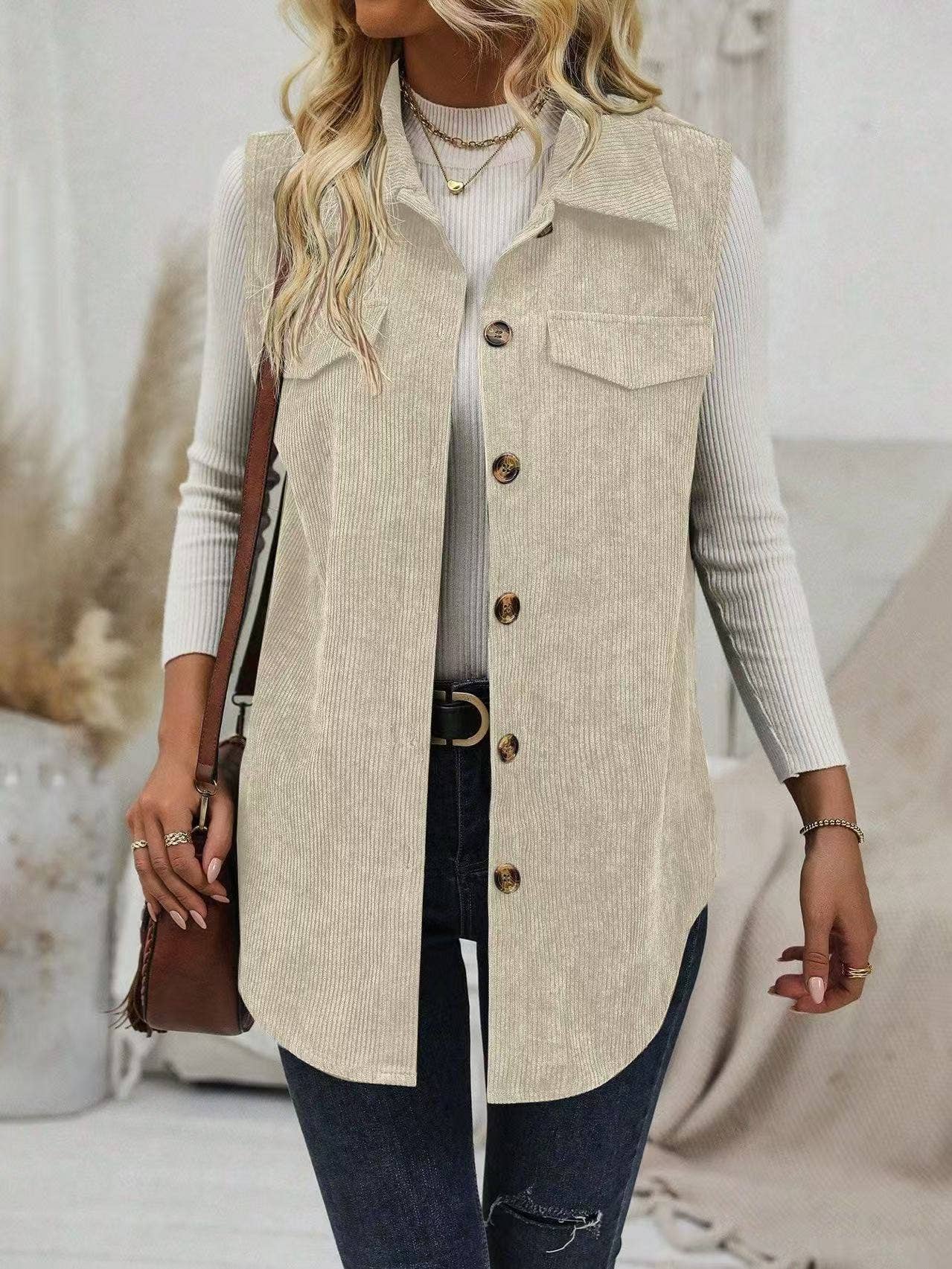 Corduroy Buttoned Vest
