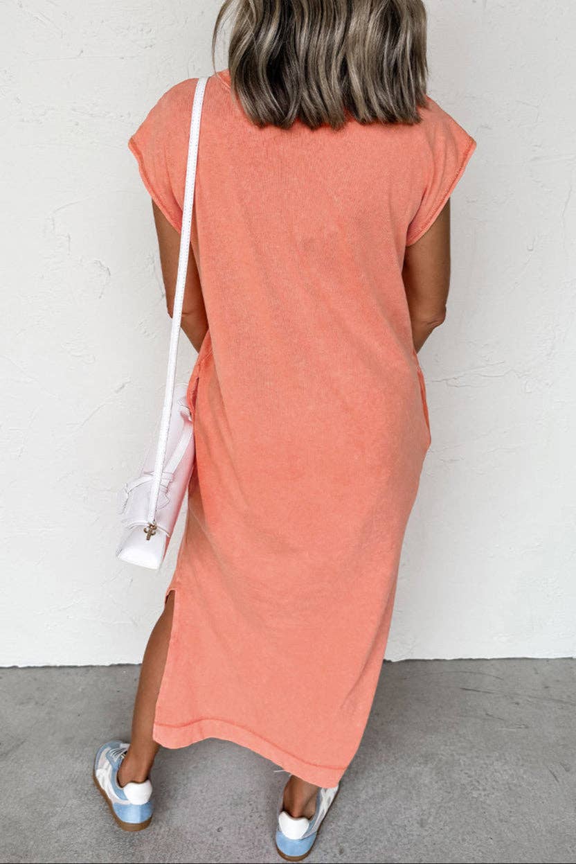 Mineral Wash Summer Maxi T-Shirt Dress