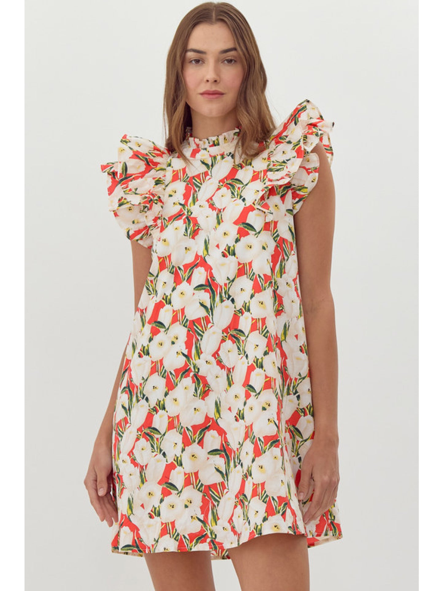 Red Flower print dress