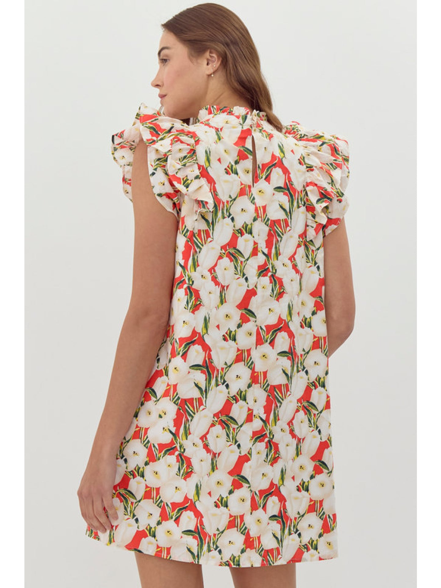 Red Flower print dress