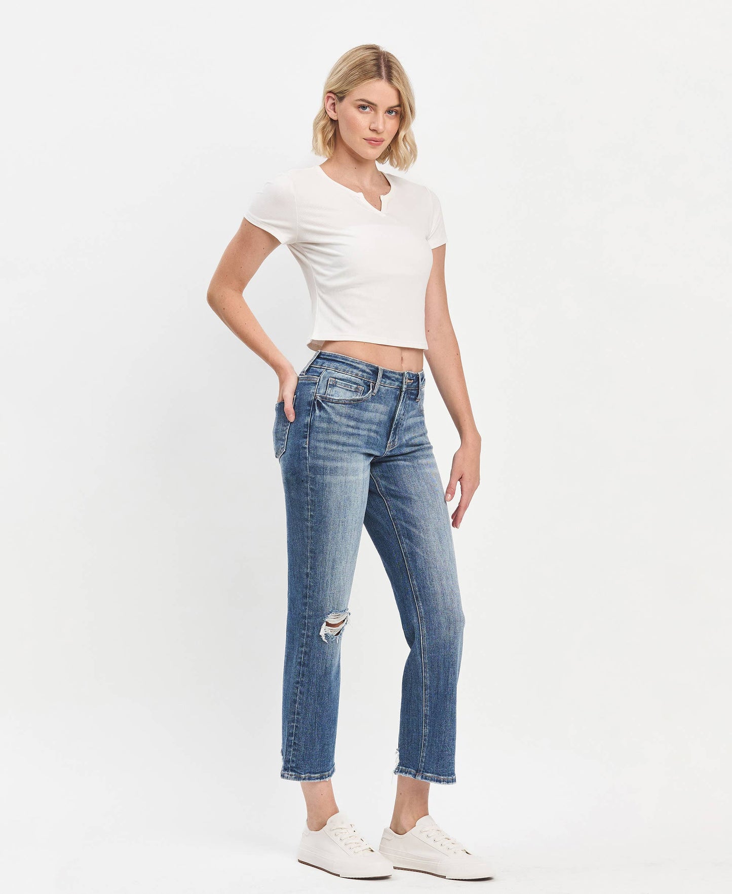 HIGH RISE ANKLE STRAIGHT JEANS