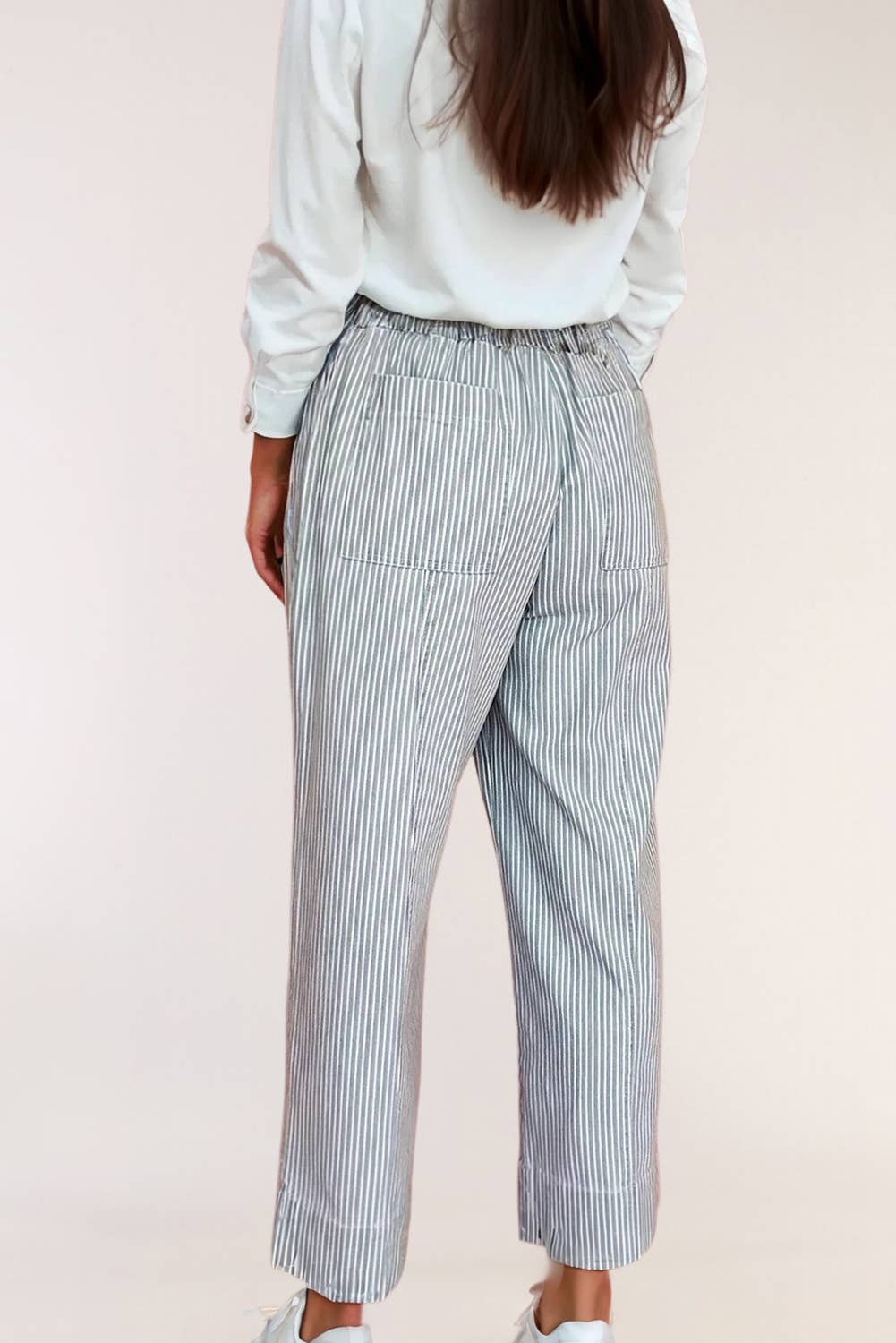 Stripe Mid Rise Drawstring Waist Pants