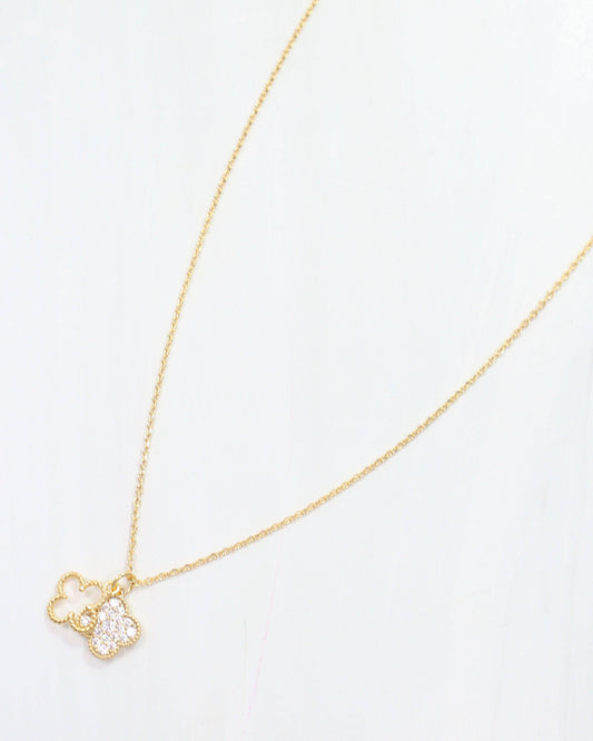 Brock Double Clover Charm Necklace Gold