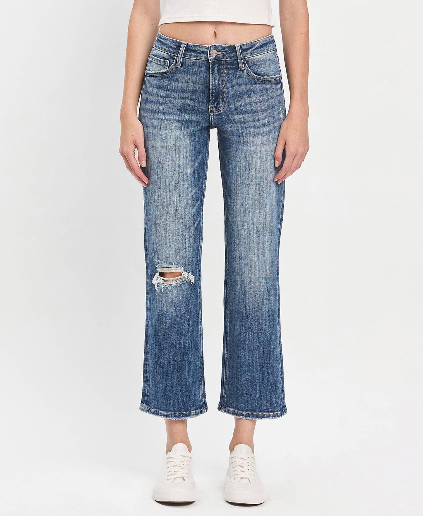 HIGH RISE ANKLE STRAIGHT JEANS