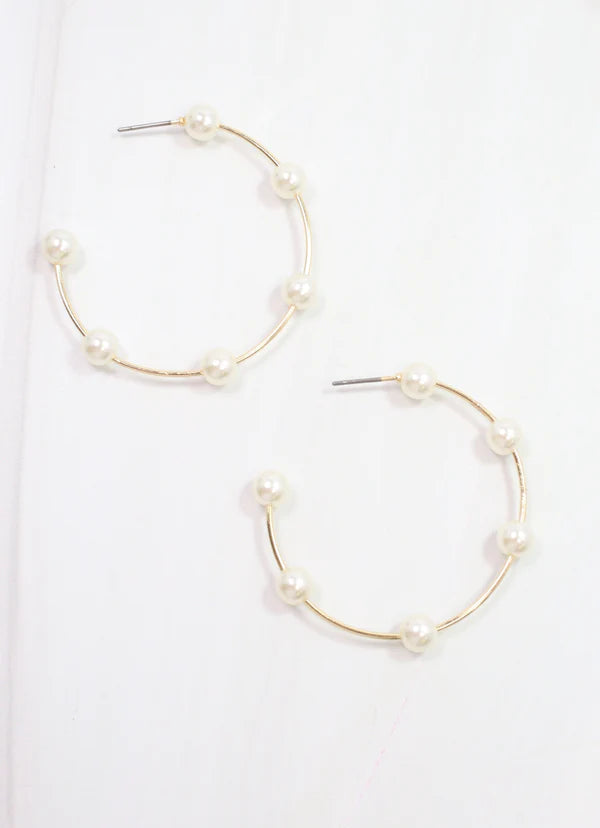 Donald Pearl Hoop Earring Gold