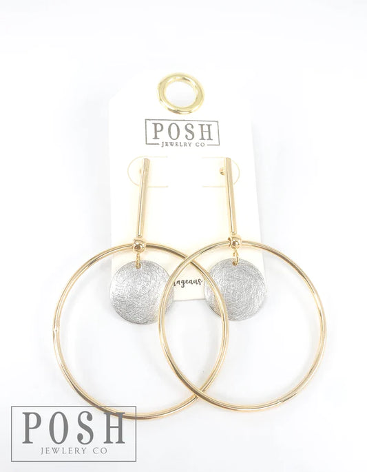 GOLD AND SILVER CIRCLE EARRING