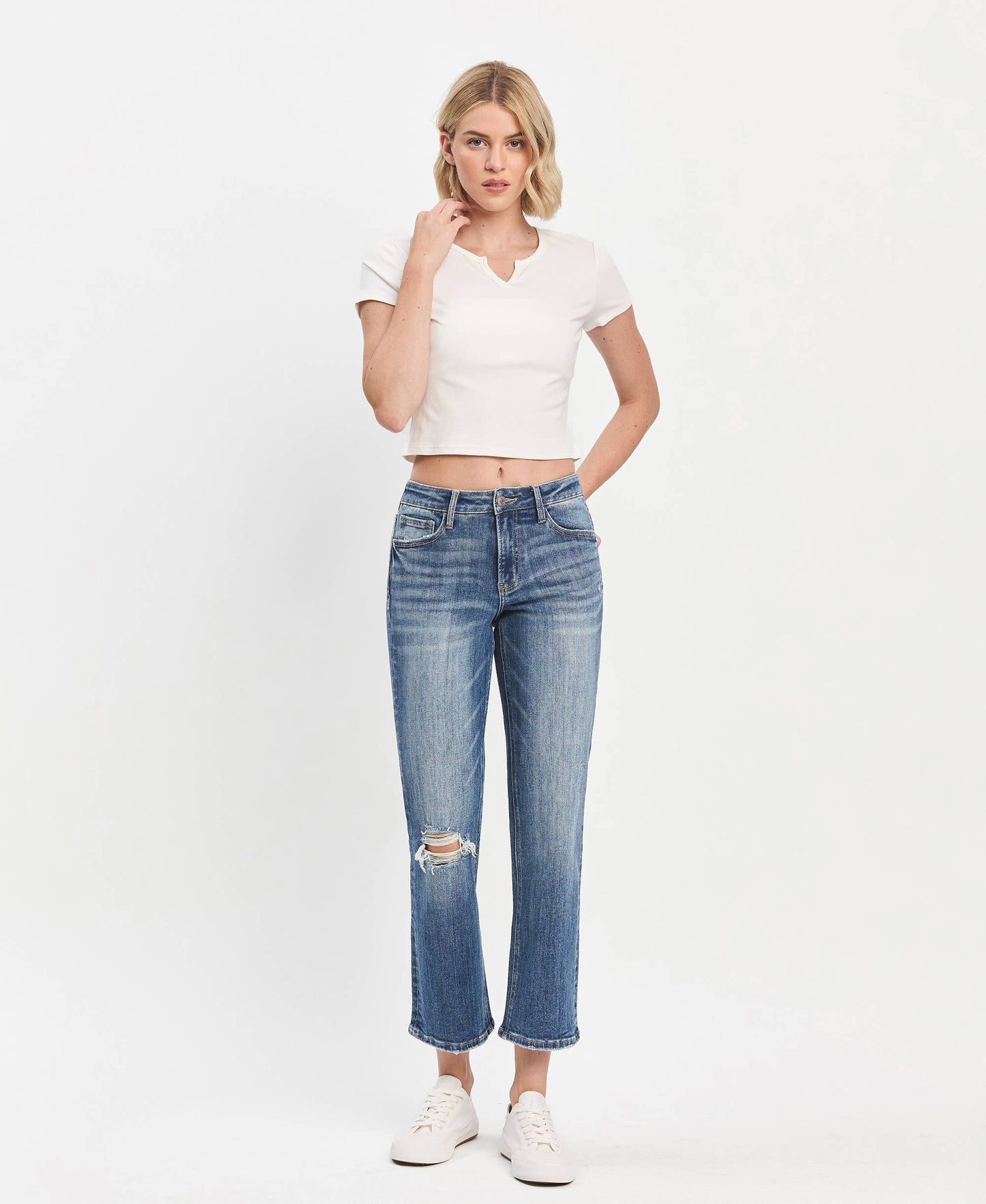 HIGH RISE ANKLE STRAIGHT JEANS