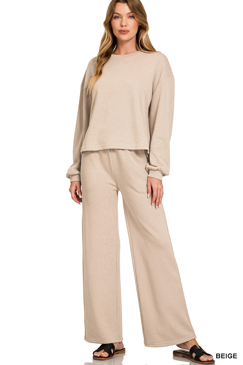 French rib pullover & pants set