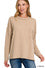 Corded rib long sleeve drop shoulder top