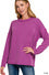 Corded rib long sleeve drop shoulder top