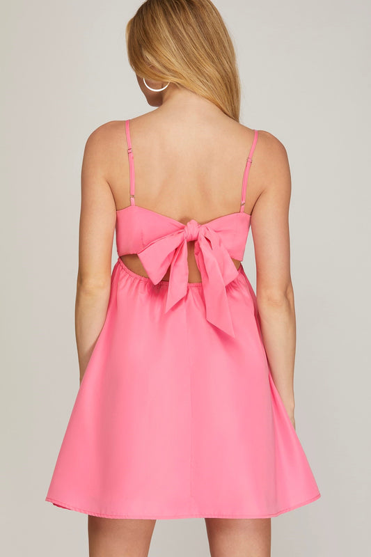 Pleated Cut Out Back Party Dress