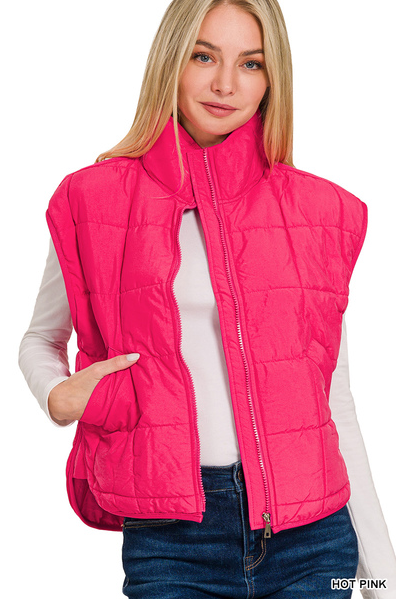 High neck puffer vest