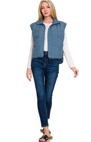 High neck puffer vest