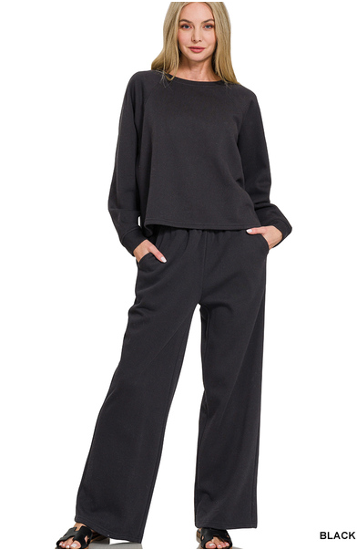 Fleece raglan sleeve pullover & sweatpants set