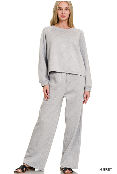 Fleece raglan sleeve pullover & sweatpants set